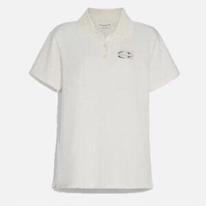Off White Pique Polo Shirt with Logo